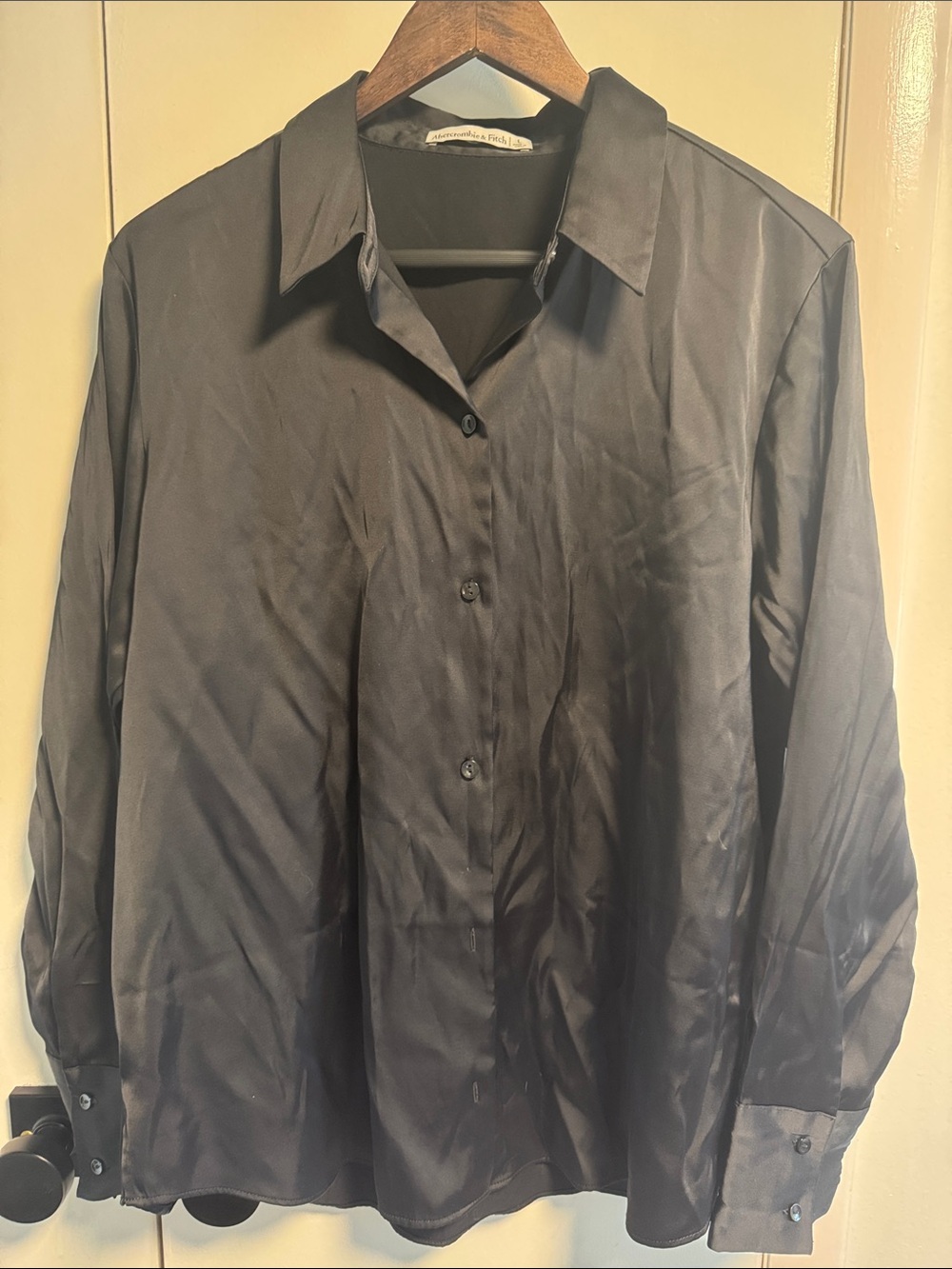 Abercrombie & Fitch black satin button-down